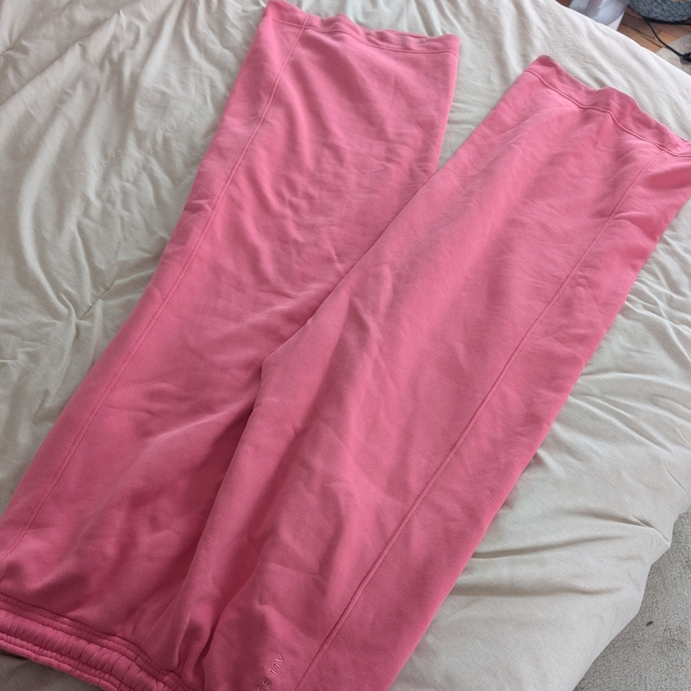 Adidas originals all szn fleece wide leg high waist pink sweats scuba large - Picture 8 of 10